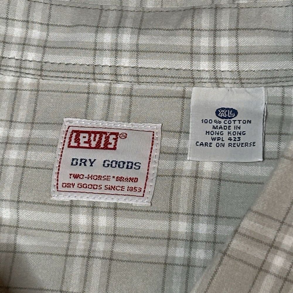 Vintage Levi's‎ Mens XL Tan Plaid Long Sleeve Flannel Button Down Shirt